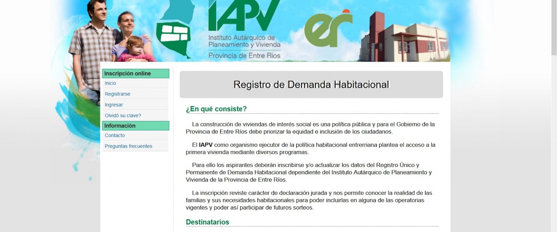 Más de 10.000 familias ya se inscribieron en el registro online de IAPV